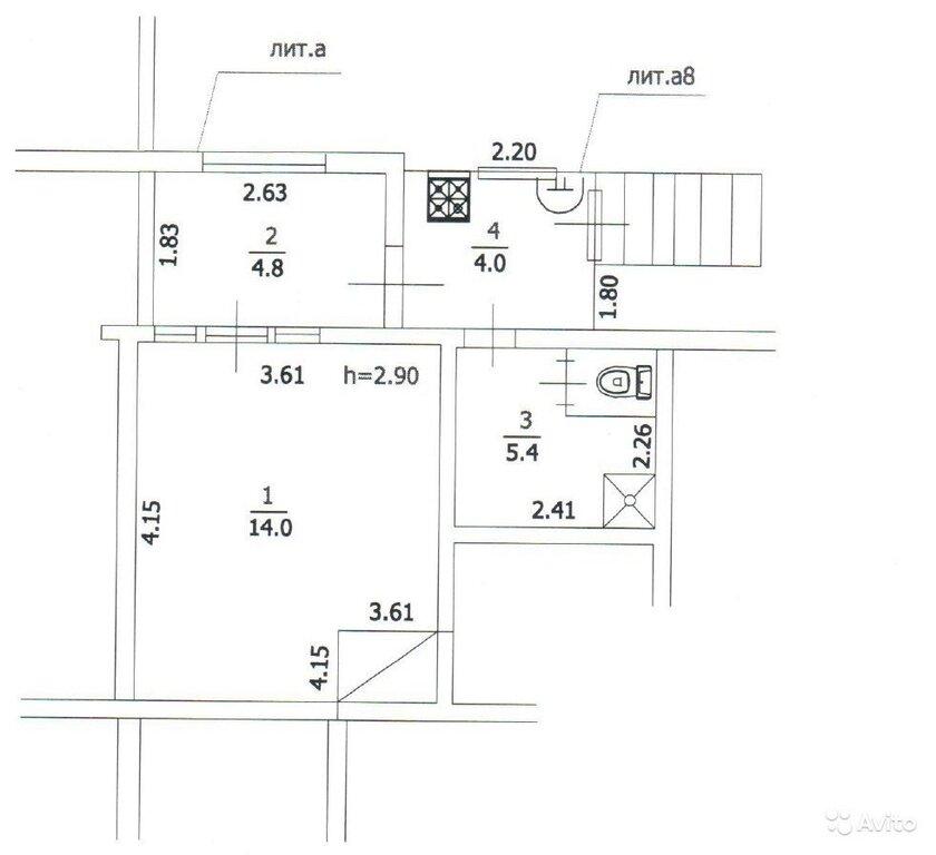 1-к квартира, 28 м, 1/2 эт. - Фото 1