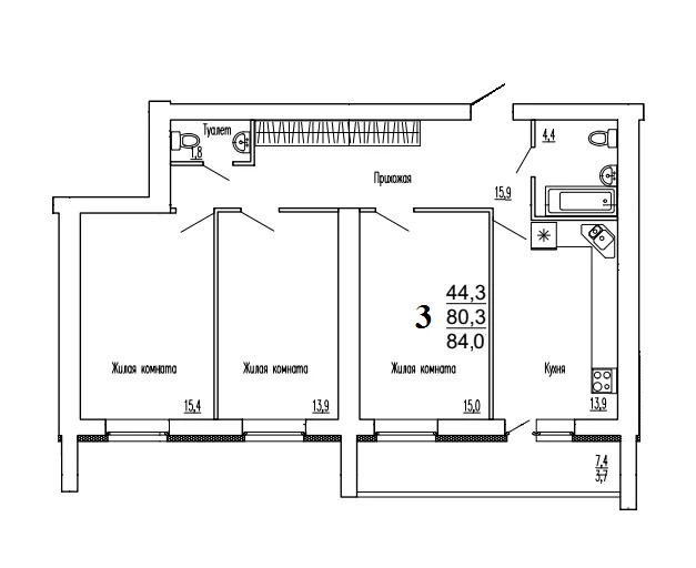 Продается квартира, 84 м - Фото 2
