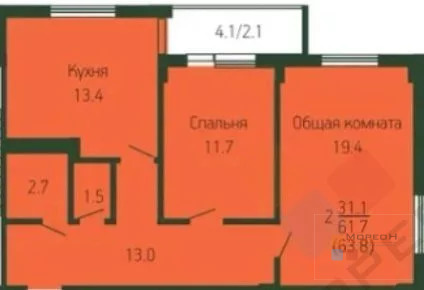 2-я квартира, 61.60 кв.м, 3/8 этаж, Северный мкр, Академика Фёдорова ... - Фото 10