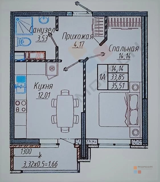 1-я квартира, 36.00 кв.м, 1/9 этаж, Западный обход, Генерала Корнилова ... - Фото 13
