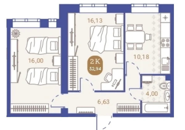 Продается квартира, 52.94 м - Фото 4