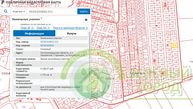 Кадастровая карта гурьевского района калининградской области