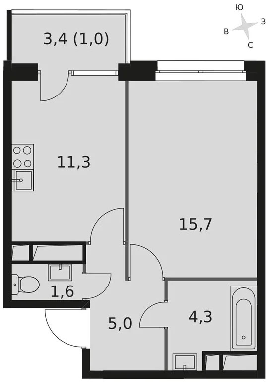 Продам 1-комн. квартиру 38.9 кв.м. - Фото 3