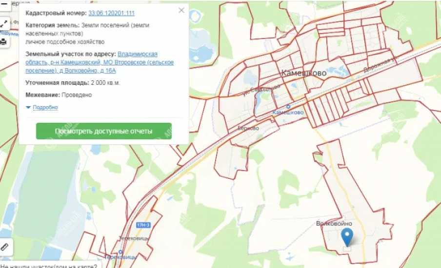 Публичная кадастровая карта камешково владимирской области