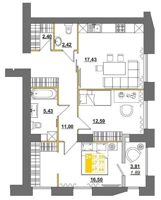 Продается квартира, 73.52 м - Фото 1