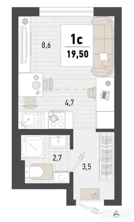 Продаётся студия, 19,5 кв. м. - Фото 7