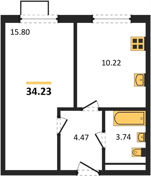 Продается квартира, 34.23 м - Фото 2