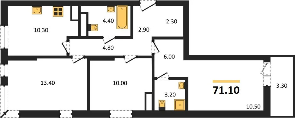 Продается квартира, 71.1 м - Фото 2
