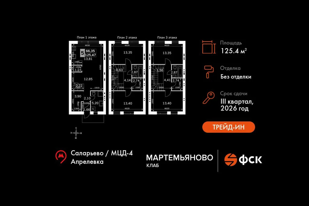 Таунхаус 125.47 м2 на участке 0.7 сот. - Фото 0