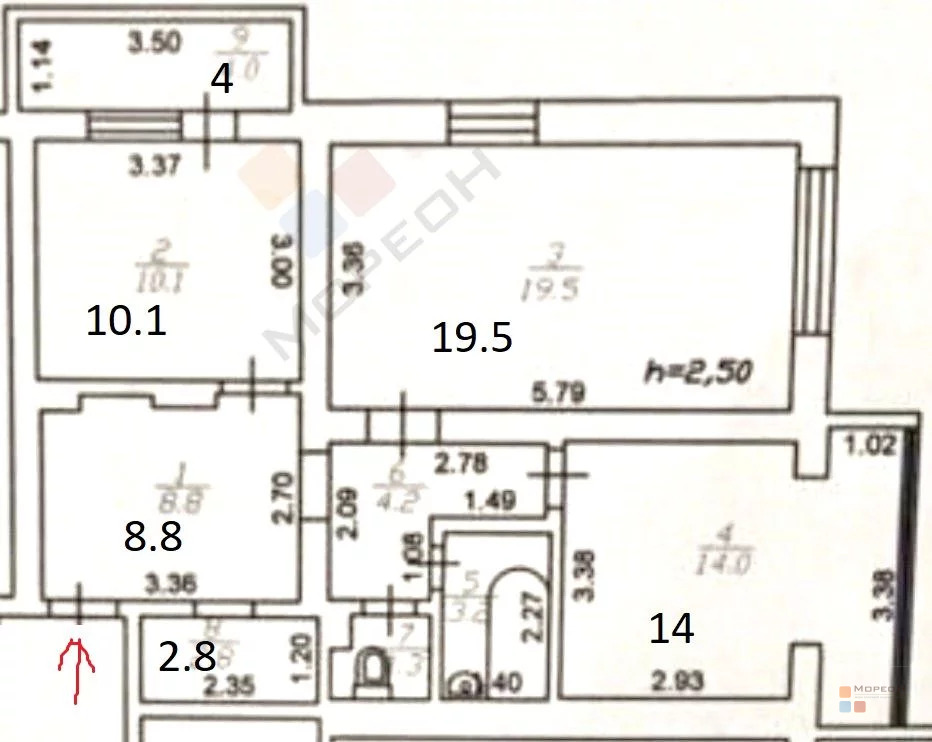 2-я квартира, 60.00 кв.м, 13/16 этаж, ККБ, Восточно-Кругликовская ул, . - Фото 23