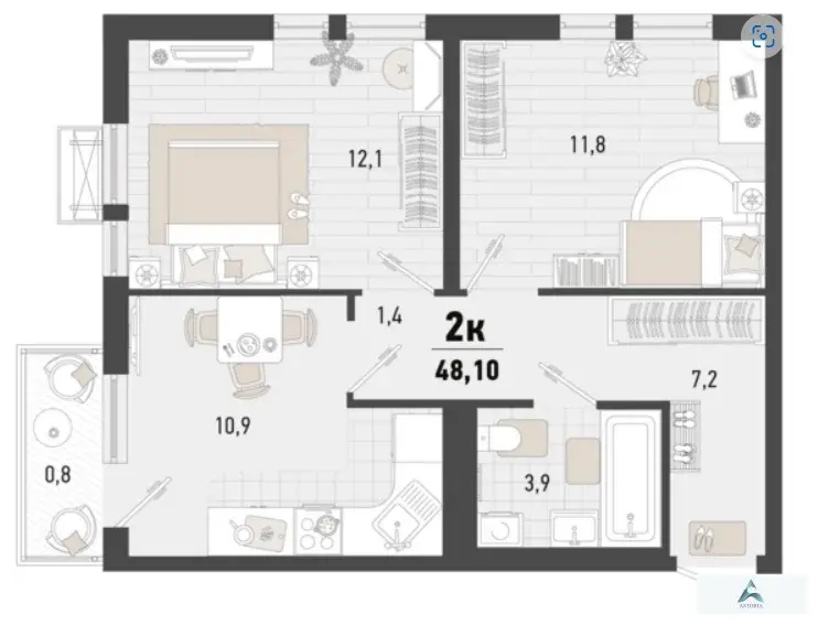 Продаётся 2-комн. квартира, 48,1 кв. м. - Фото 6