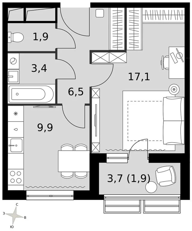 Продам 1-комн. квартиру 40.7 кв.м. - Фото 2