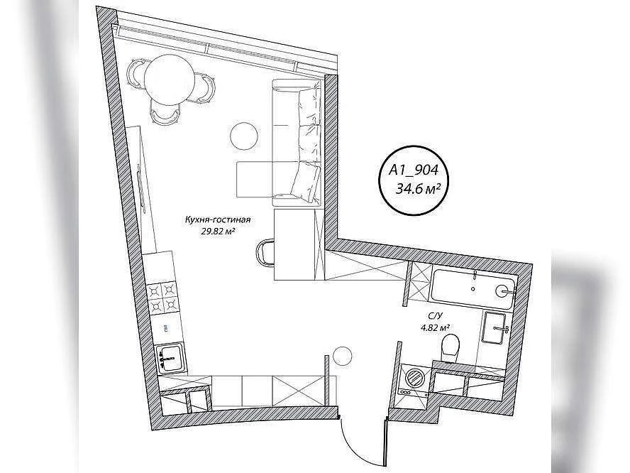 Продам 1-комн. квартиру 34.6 кв.м. - Фото 0