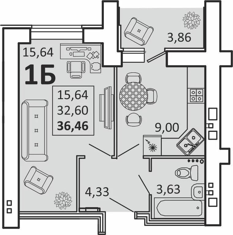 Продается квартира, 36.46 м - Фото 1