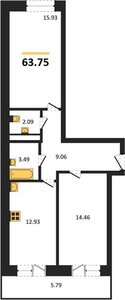 Продается квартира, 63.75 м - Фото 2