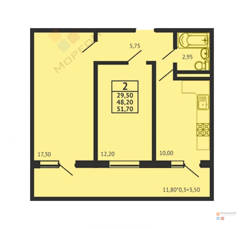 2-я квартира, 63.20 кв.м, 11/18 этаж, Метальникова, Российская ул, ... - Фото 1