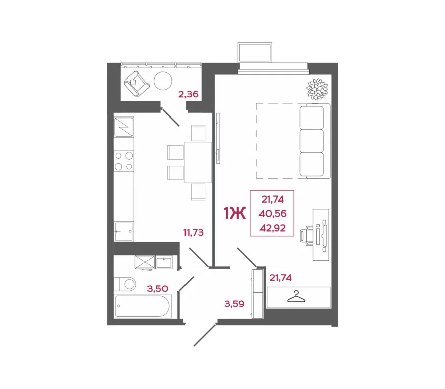 Продается квартира, 42.92 м - Фото 7