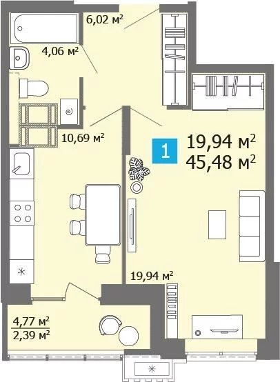 Продается квартира, 45.48 м - Фото 3