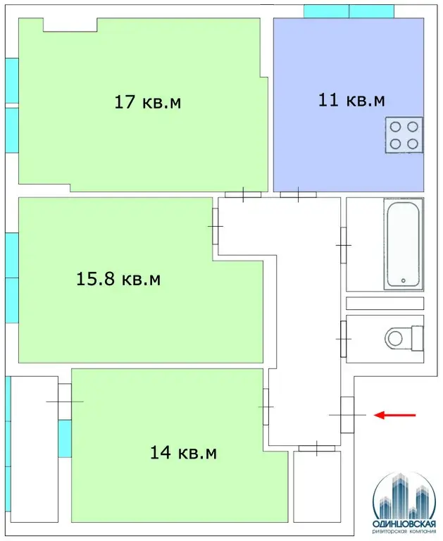 Продаю трехкомнатную квартиру 71.5м ул. Рябиновая, 7к1, Одинцово, ... - Фото 19