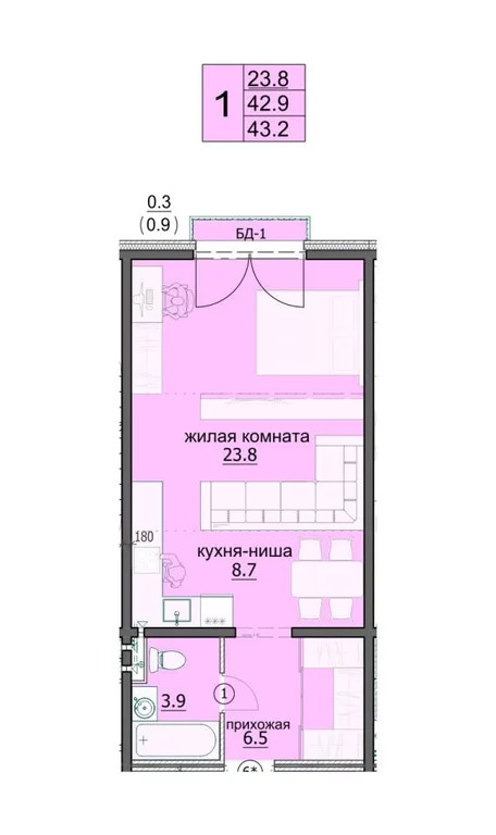 Продается квартира, 43.2 м - Фото 2