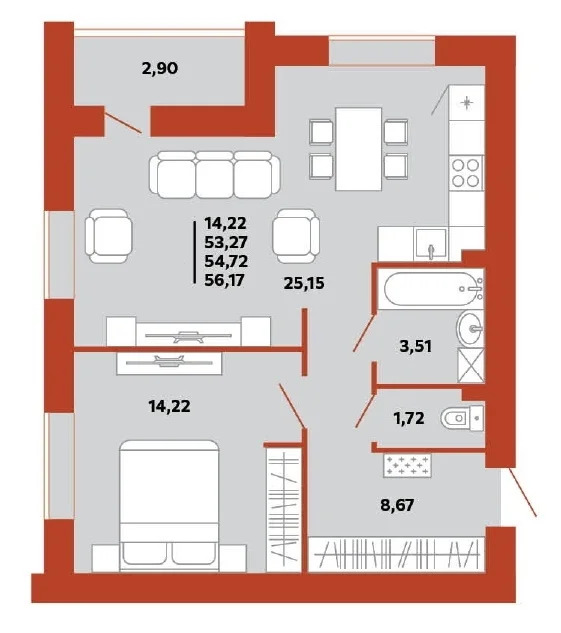 Продается квартира, 56.17 м - Фото 0