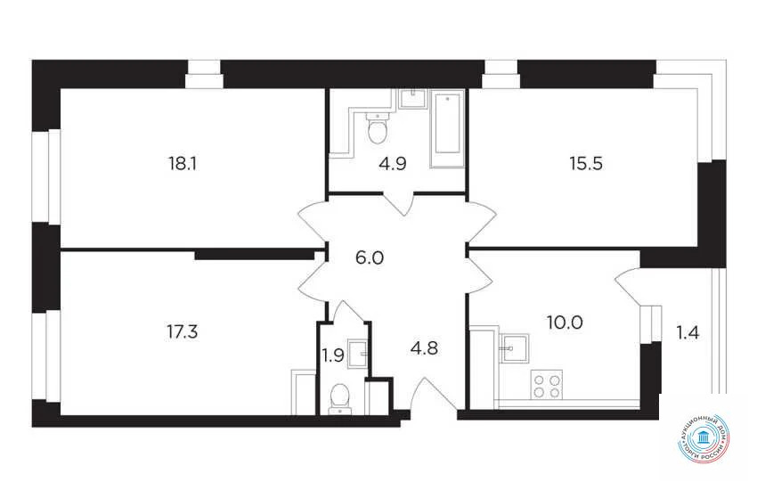 Продается квартира, 77 м - Фото 4