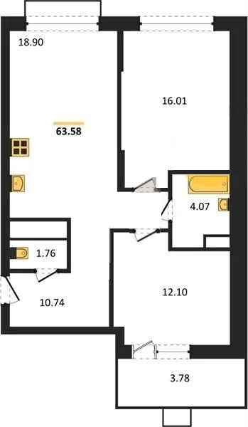 Продается квартира, 65.46 м - Фото 3