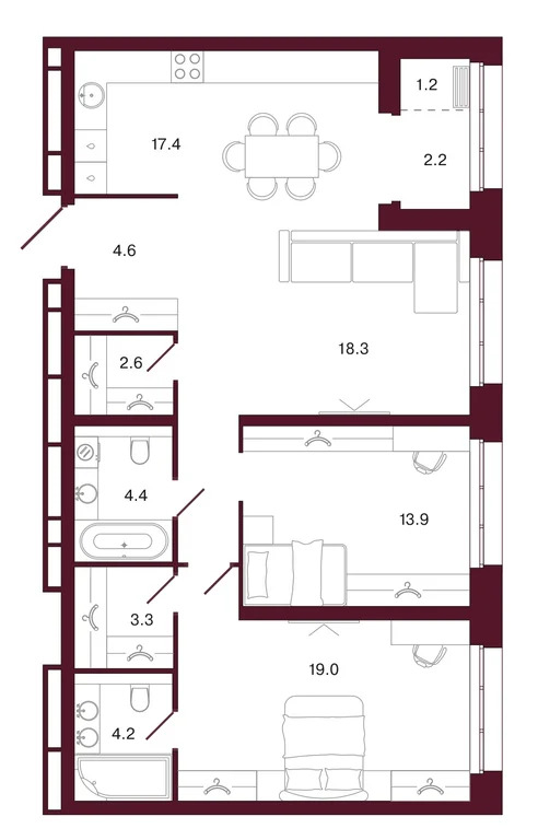 Продается квартира, 94.1 м - Фото 1