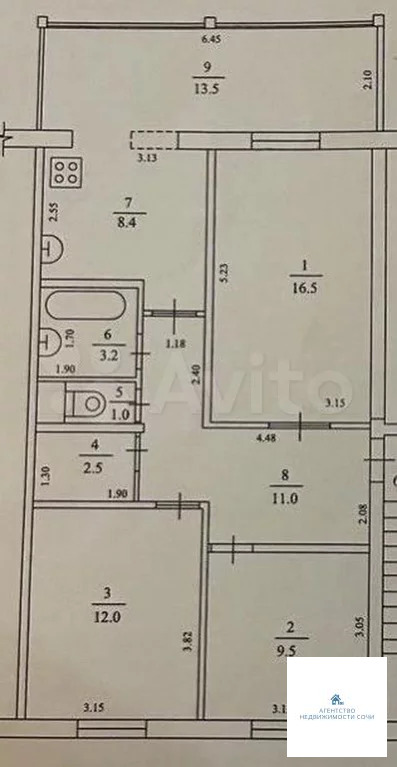 3-к. квартира, 80 м,  5/5 эт. - Фото 18