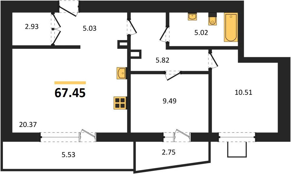 Продается квартира, 67.45 м - Фото 1