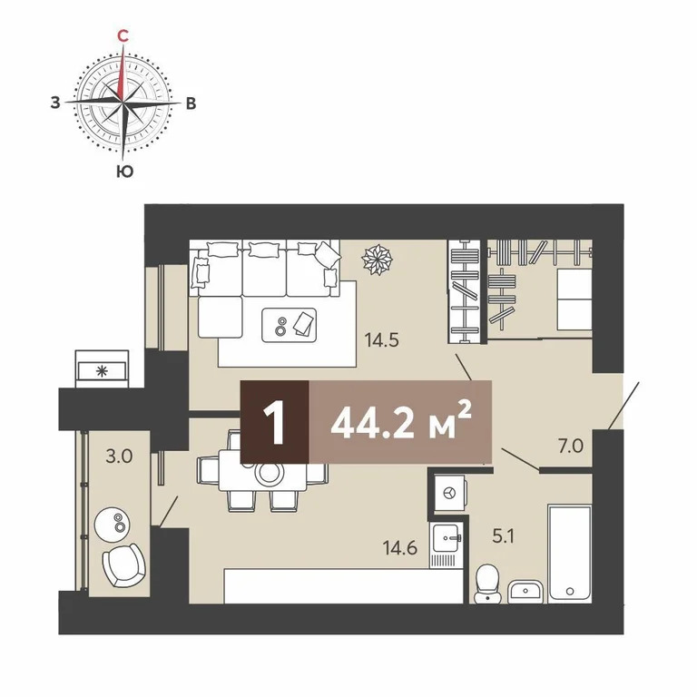 Продается квартира, 44.2 м - Фото 2