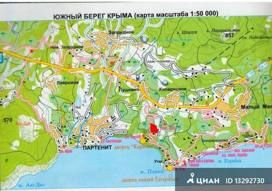 Карта партенита с улицами и домами подробно