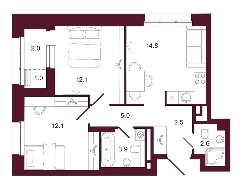 Продается квартира, 56 м - Фото 1