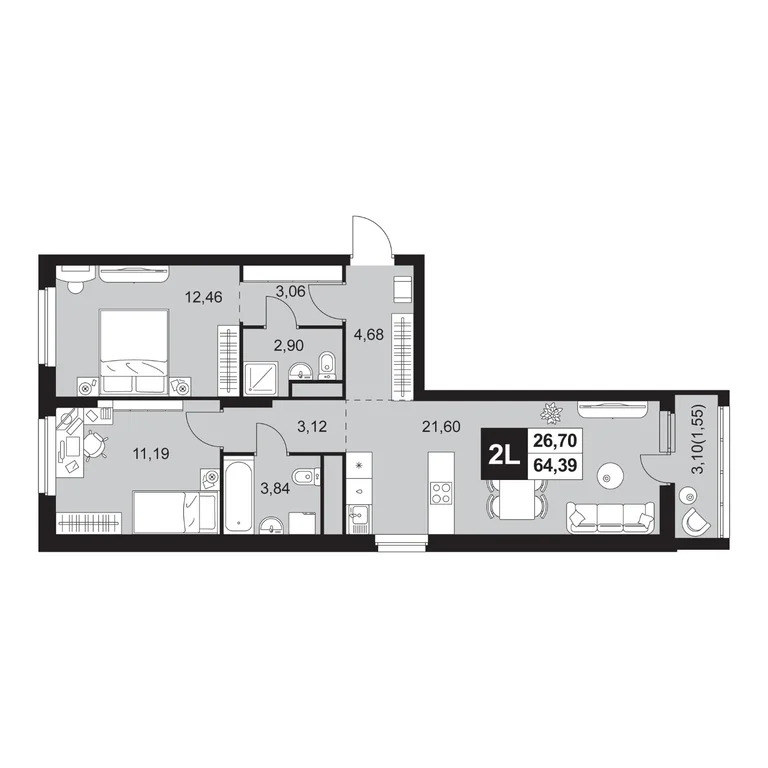 Продается квартира, 64.39 м - Фото 11