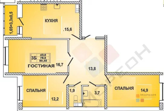 3-я квартира, 80.00 кв.м, 16/16 этаж, Панорама, Восточно-Кругликовская . - Фото 9