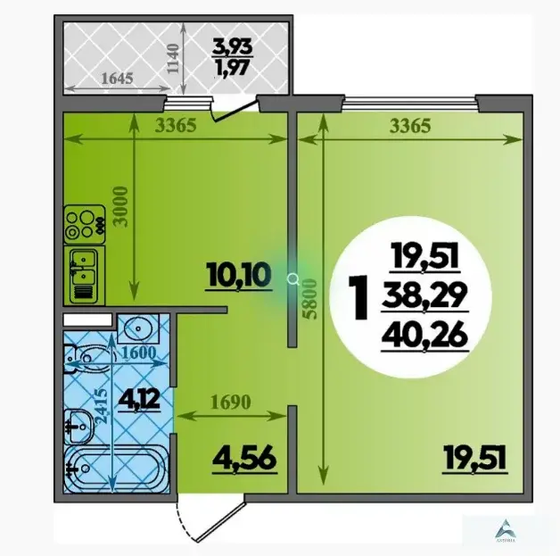 Продаётся 1-комн. квартира, 40,26 кв. м. - Фото 2