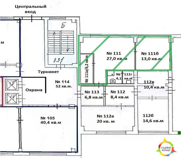 На ораняемой территории на ПЕРВОМ этаже предлагается блок из трех комн - Фото 1