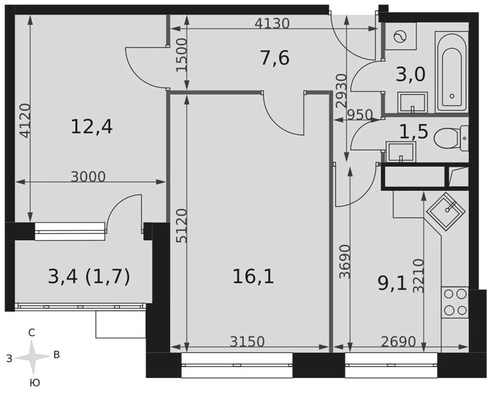 Продам 2-комн. квартиру 51.4 кв.м. - Фото 3