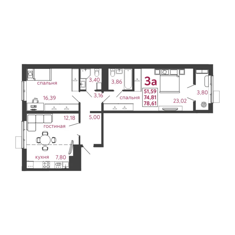 Продается квартира, 78.61 м - Фото 2