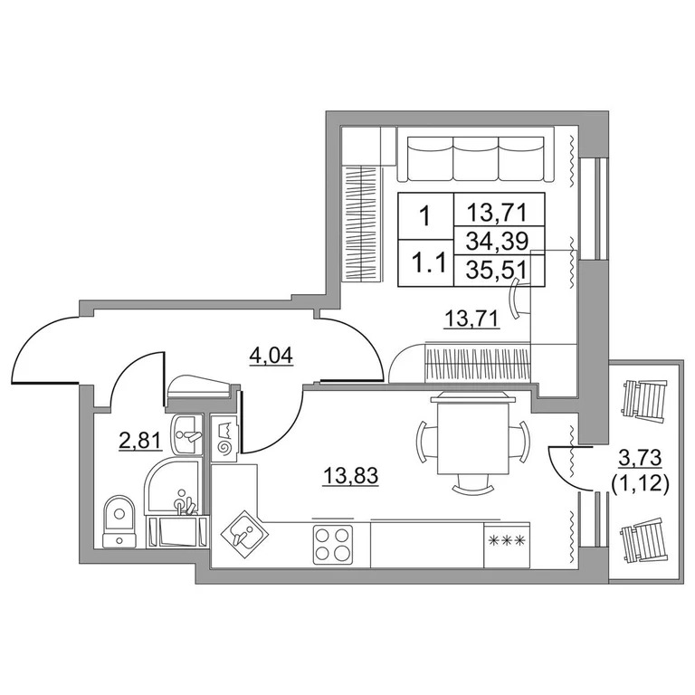 Продам 1-комн. квартиру 34.2 кв.м. - Фото 2