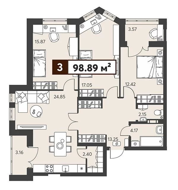 Продается квартира, 98.89 м - Фото 15