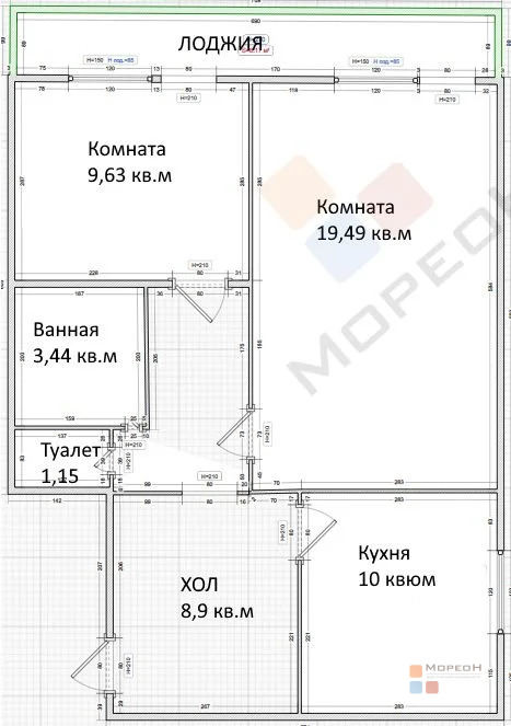 2-я квартира, 55.60 кв.м, 7/16 этаж, ККБ, Героев-Разведчиков ул, ... - Фото 25