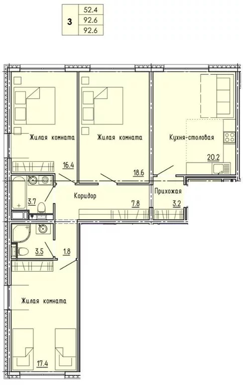Продается квартира, 92.6 м - Фото 17