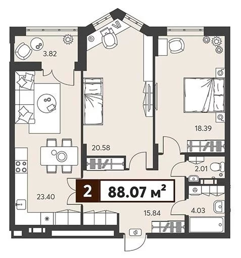 Продается квартира, 88.07 м - Фото 20