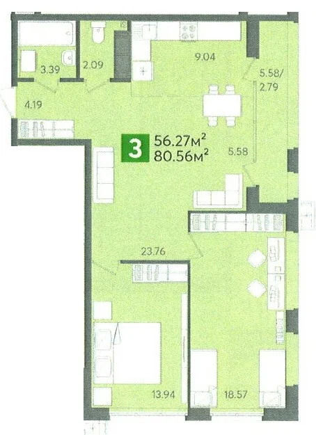 Продается квартира, 80.56 м - Фото 4