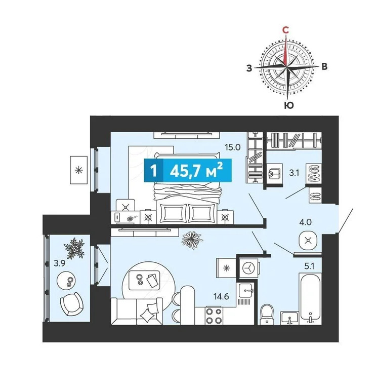 Продается квартира, 45.7 м - Фото 0