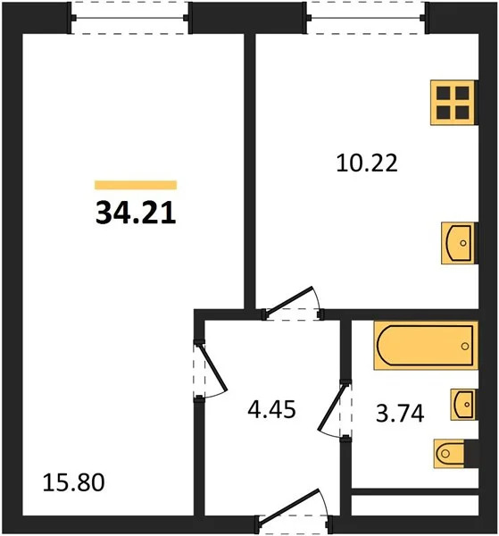 Продается квартира, 34.21 м - Фото 1