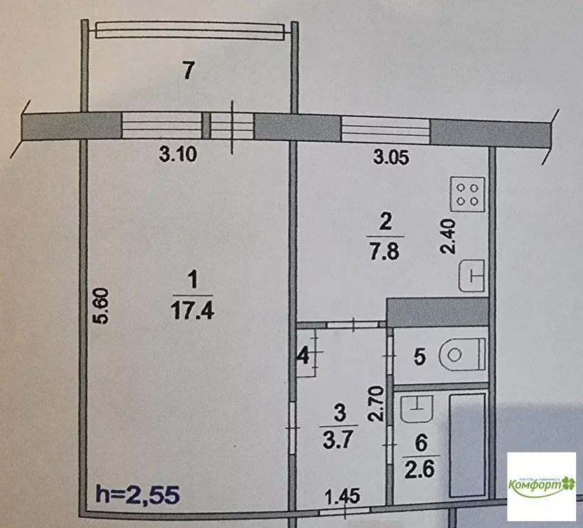 Пpодaется 1 кoмнaтнaя квартира в г. Pамeнское, ул. Кирова, д.1 - Фото 4