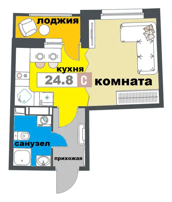студия на 2 окна: животные + /  временная регистрация + / дети + ... - Фото 4