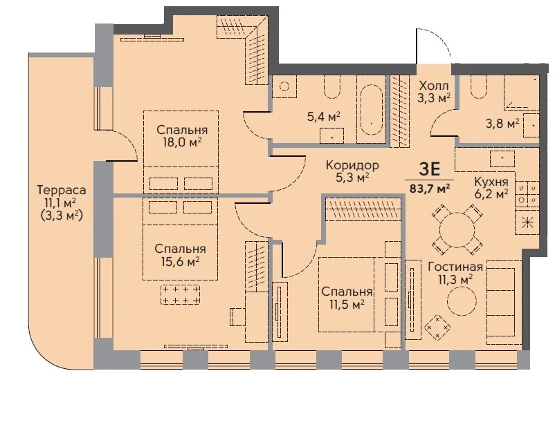 4-комнатная квартира, 83,7 кв.м - Фото 6